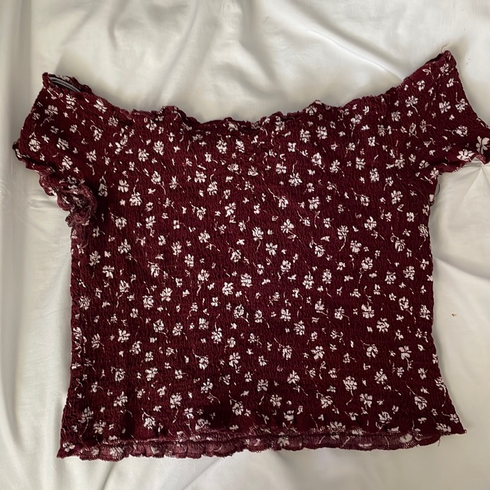 floral off the shoulder crop top